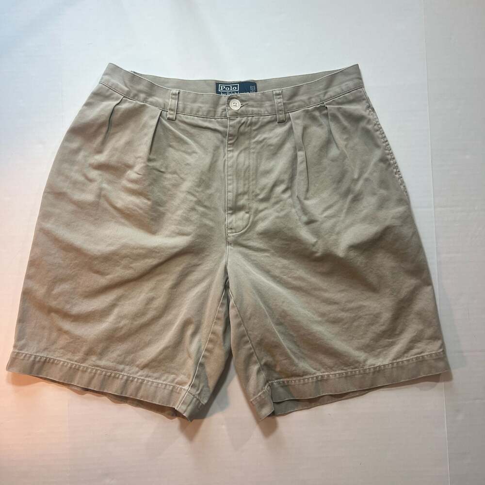 Polo by Ralph Lauren Tyler Pleated Khaki Chino Shorts Size 33